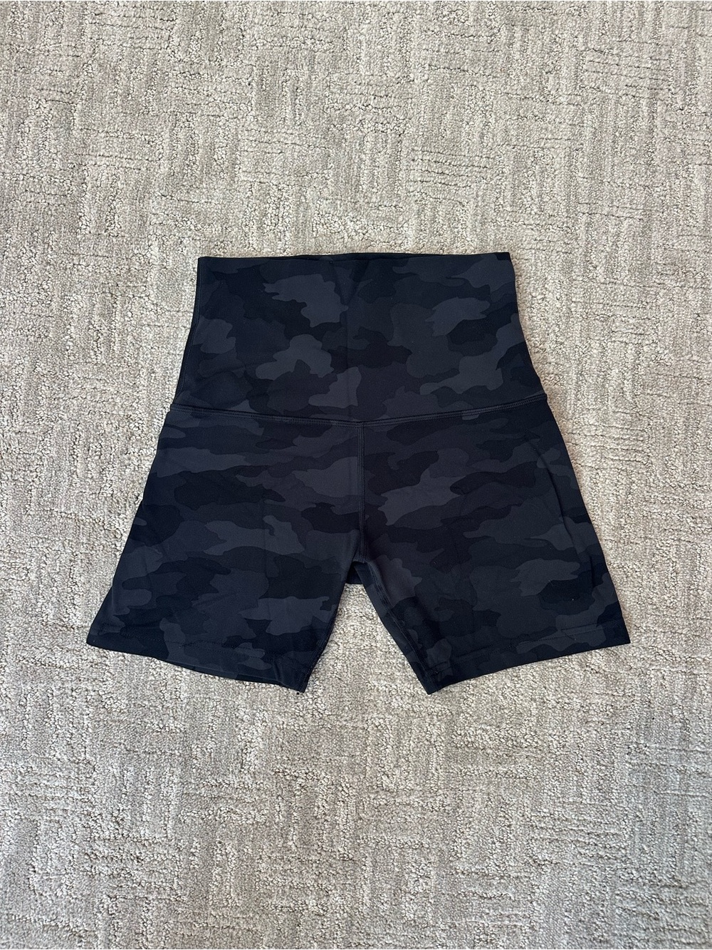 High-Waist Black Camo Lululemon Bike Shorts